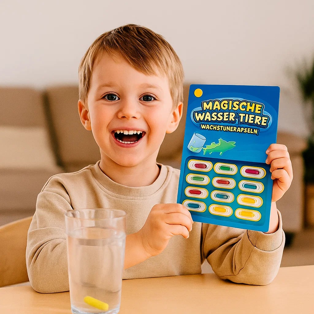 Nahaufnahme der magischen Tier Wachstumskapseln, bereit für das spannende Wasser-Experiment.