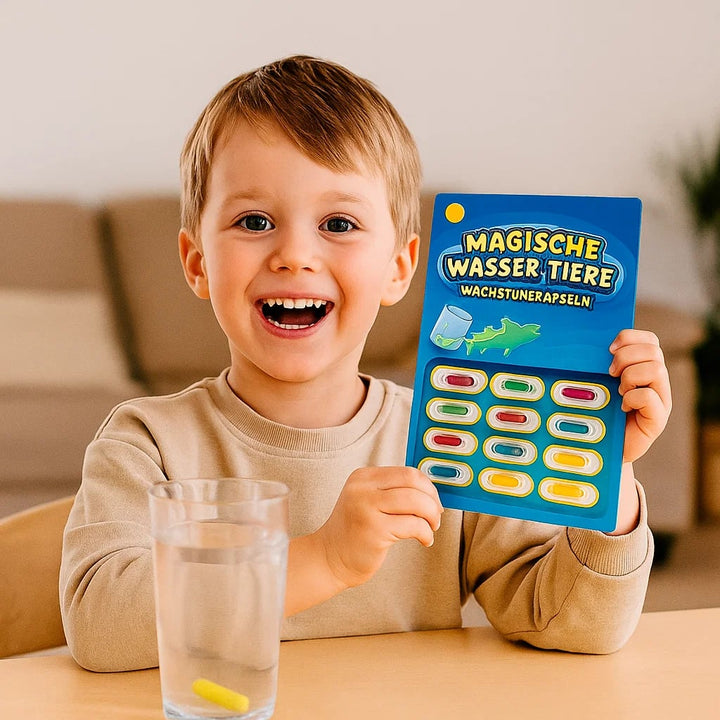 Nahaufnahme der magischen Tier Wachstumskapseln, bereit für das spannende Wasser-Experiment.