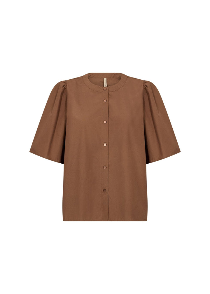Damen Kurzarmbluse mit Rundkragen, elegant und vielseitig. Perfektes Sommer-Oberteil für Büro und Freizeit.