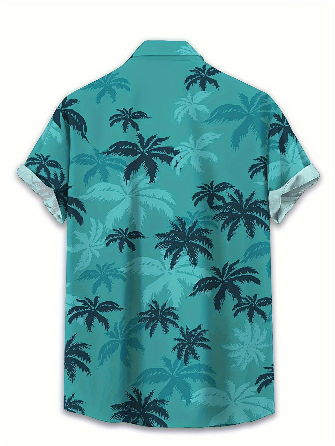 Mann trägt stylisches Herren Palmenprint Kurzarmhemd. Ideal als Sommerhemd und Freizeithemd.