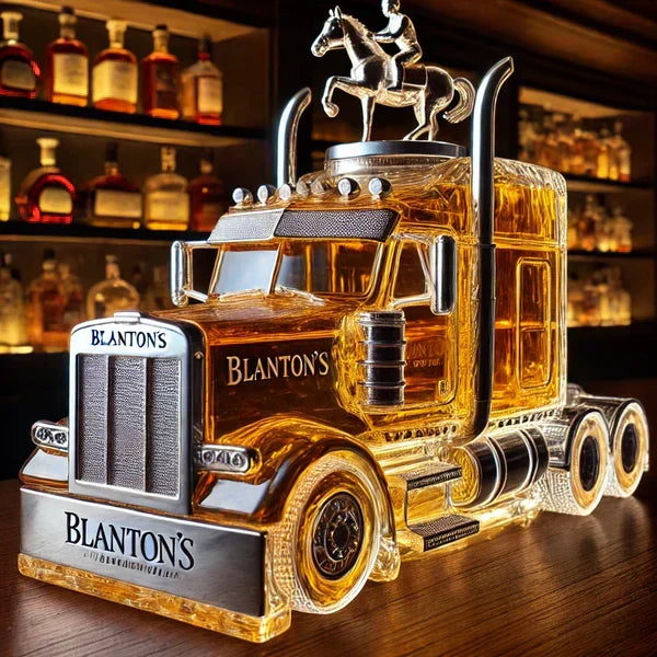 Glas Whisky Karaffe im LKW-Design mit passendem Verschluss, 380ml, ideal als Geschenk oder Bar-Accessoire.