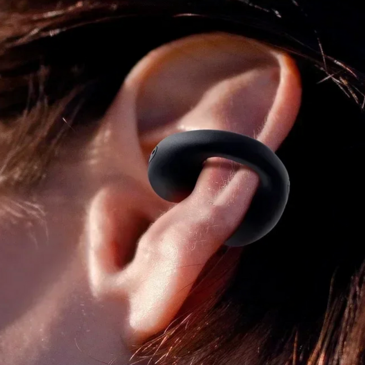Innovative Bluetooth Knochenschall-Kopfhörer, offenes Ohr-Design für sicheren Halt beim Sport.