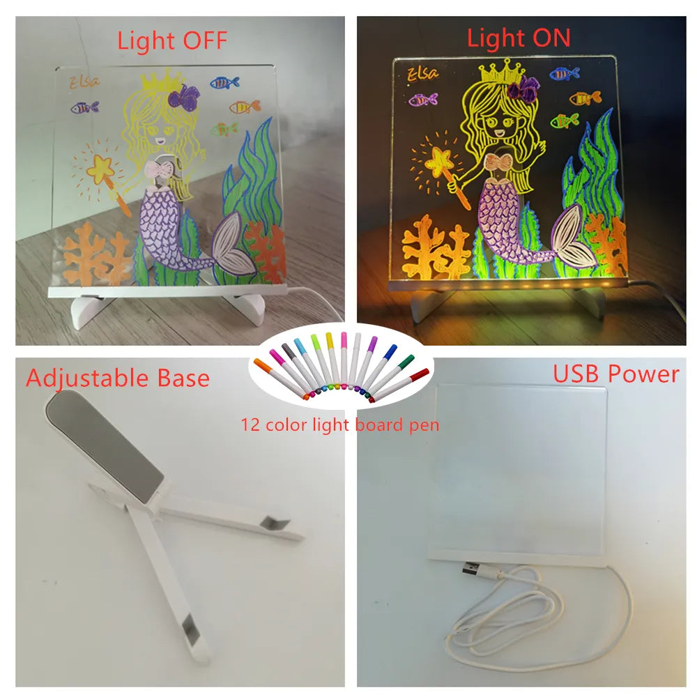 Innovative LED-Zeichenplatte ermöglicht leuchtende Kunstwerke. Ideales Lernspielzeug zur kreativen Entwicklung.