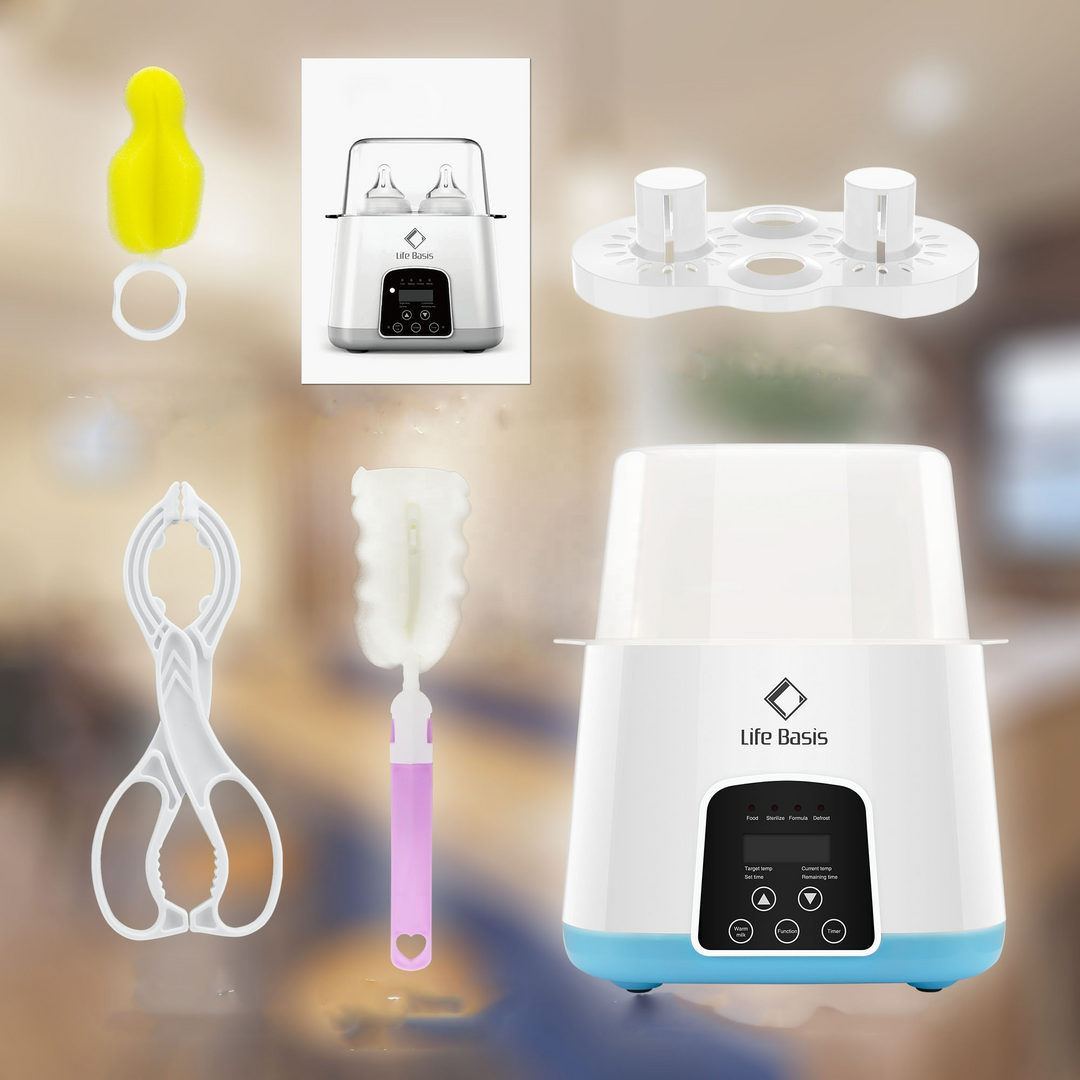 Babyflaschen-Sterilisator & Flaschenwärmer; für optimale Babyhygiene und sterilisierte Neugeborenen-Flaschen.