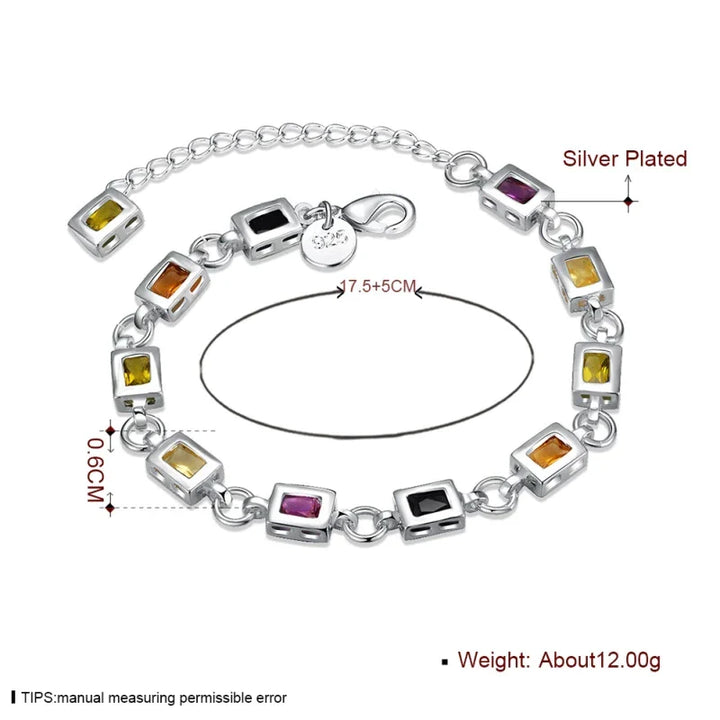 Luxuriöses Zirkon-Silberarmband, unisex, glänzend, für ein Gefühl von Eleganz & gesteigertem Wohlbefinden.