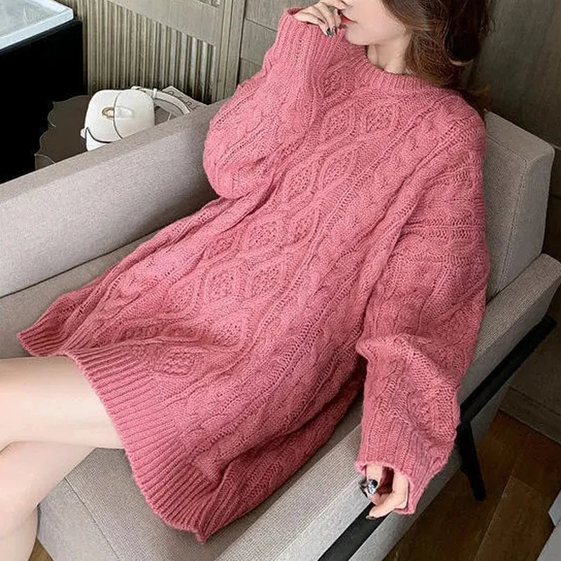 Kuscheliger Damen Langarm-Strickpullover in Plusgröße, bequemes Oberteil für Herbst & Winter.