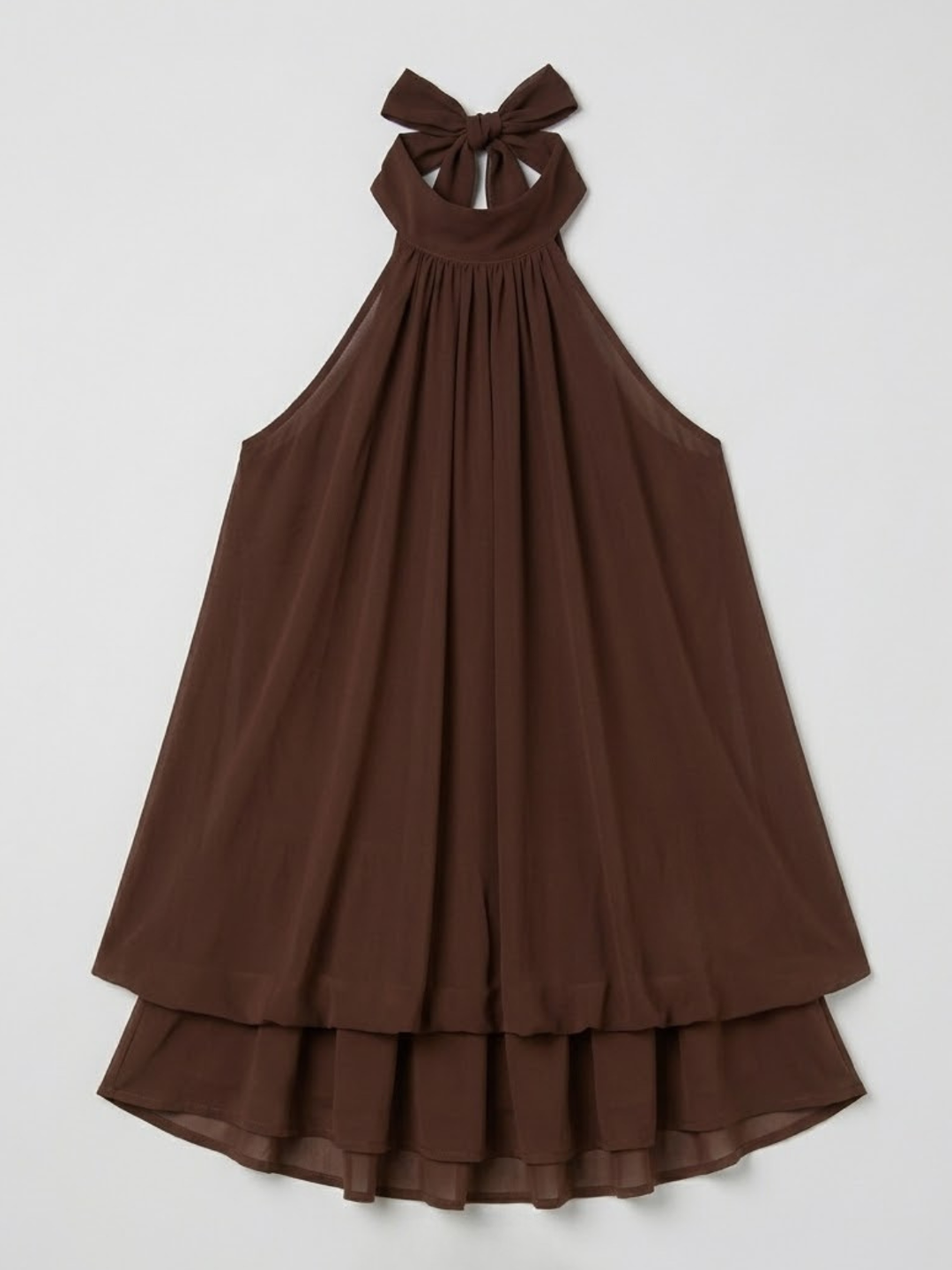 Schwarzes elegantes Minikleid, Damen, Neckholder, für einen schicken Abendlook.