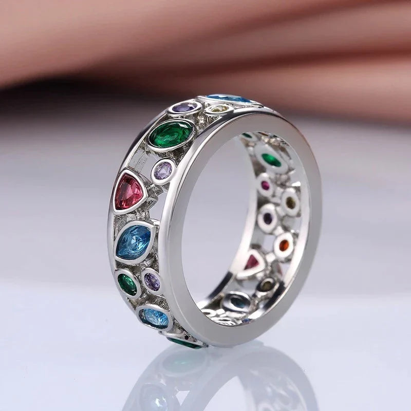Damen Kristall Quarz Ring in Silber, elegant für Klarheit & Positivität.