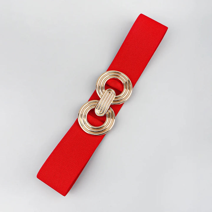 Stilvoller Damen Gürtel mit geometrischer Rundschnalle. Verstellbar für optimalen Sitz an der Taille.