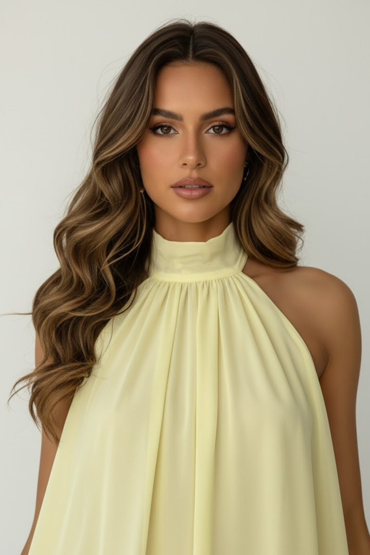 Elegantes schwarzes Minikleid für Damen, Neckholder, ideal für besondere Anlässe.