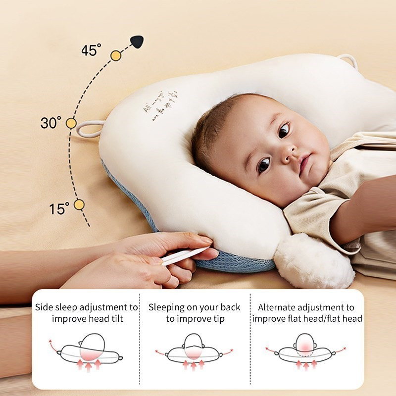 Weiches Neugeborenenkissen, ergonomisch & atmungsaktiv, unterstützt Kopfentwicklung beim Schlaf.