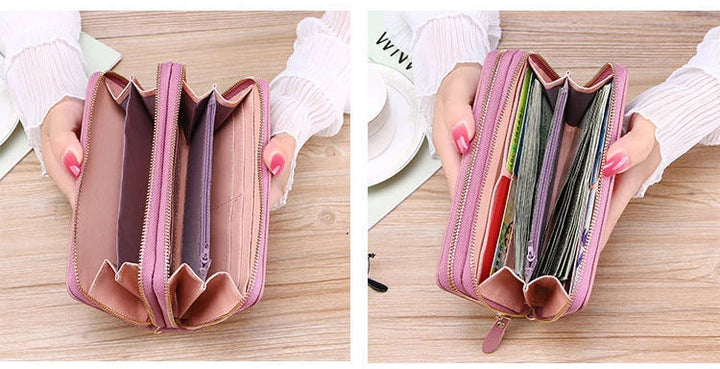Elegante Fashion Clutch für Damen, schwarz, mit praktischem Doppelreißverschluss für optimale Organisation.