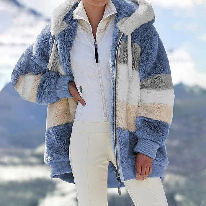 Damen Winterjacke mit modischem Kontrastdesign, warm & bequem für Freizeit & Alltag.