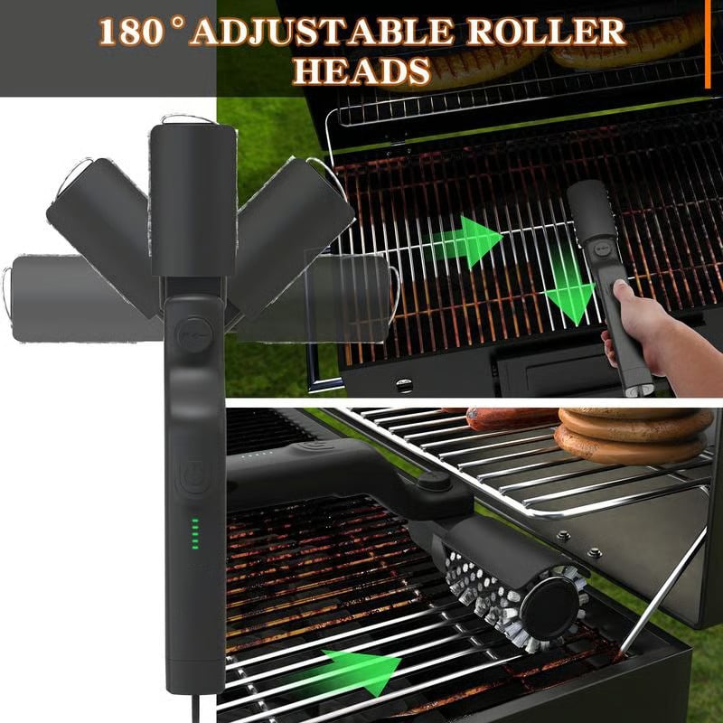 Robuste elektrische Grillbürste, kabellos, für einfache und schnelle Grillrost-Reinigung nach dem Grillen.