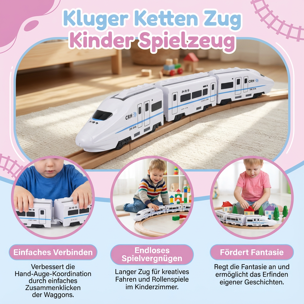 Robustes Motorikspielzeug Kettenzug für Kleinkinder, verbessert Feinmotorik & Geschicklichkeit.