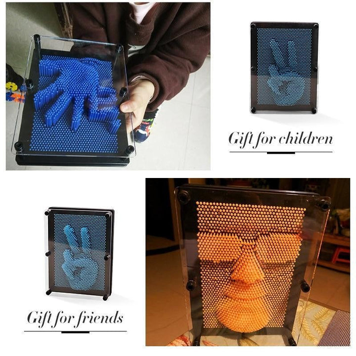 Kreatives 3D Pin Art Brett für einzigartige Kunstwerke und als farbige Bürodekoration.