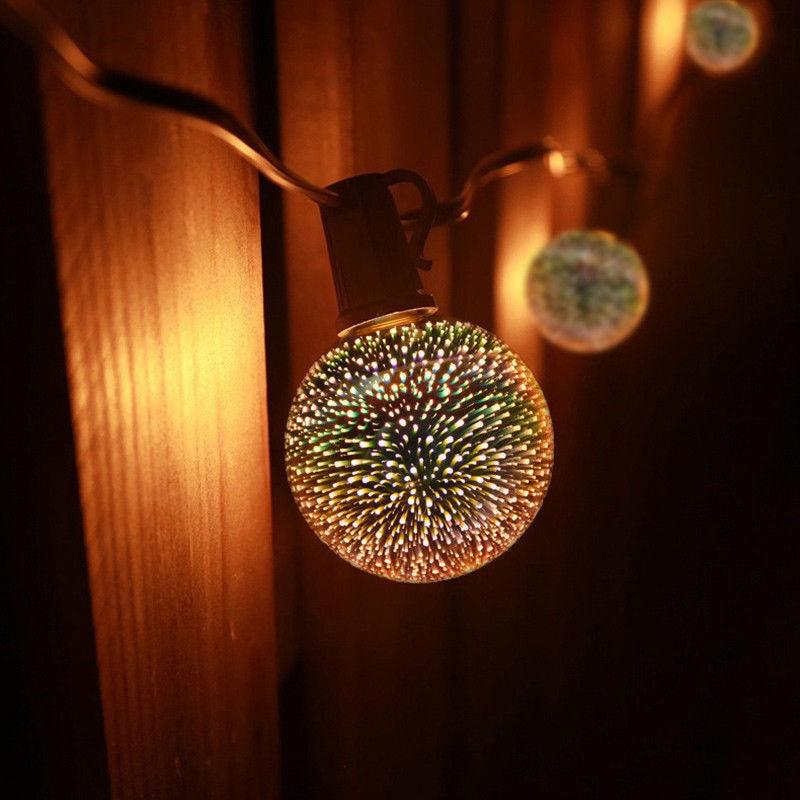 Stimmungsvolles 3D LED Glühbirne mit Feuerwerkseffekt. Vielseitig als Dekolicht, Partyzubehör & Weihnachtsdeko.