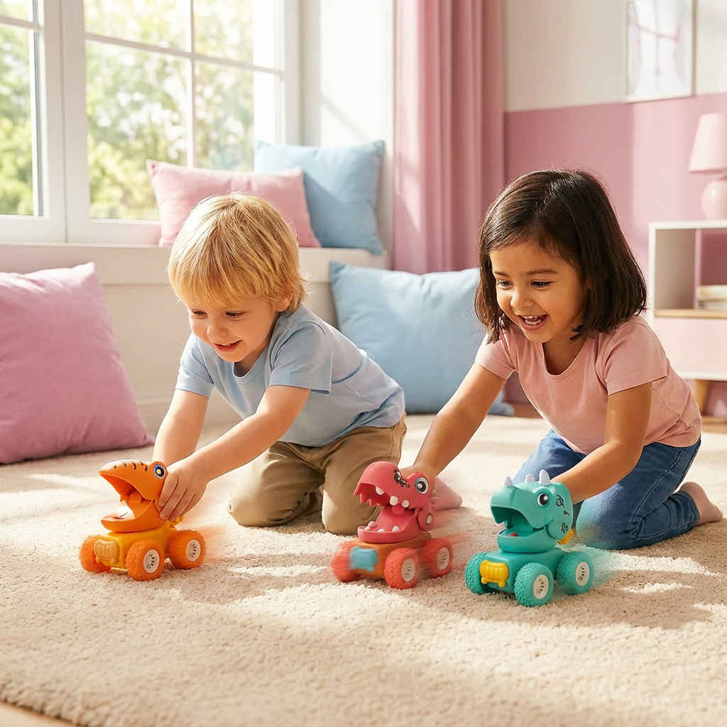 Actionreicher Dino Monstertruck, robustes Kinderspielzeug zum Schieben & Fahren. Perfekt für Abenteuer.