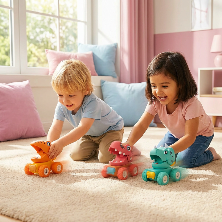 Actionreicher Dino Monstertruck, robustes Kinderspielzeug zum Schieben & Fahren. Perfekt für Abenteuer.