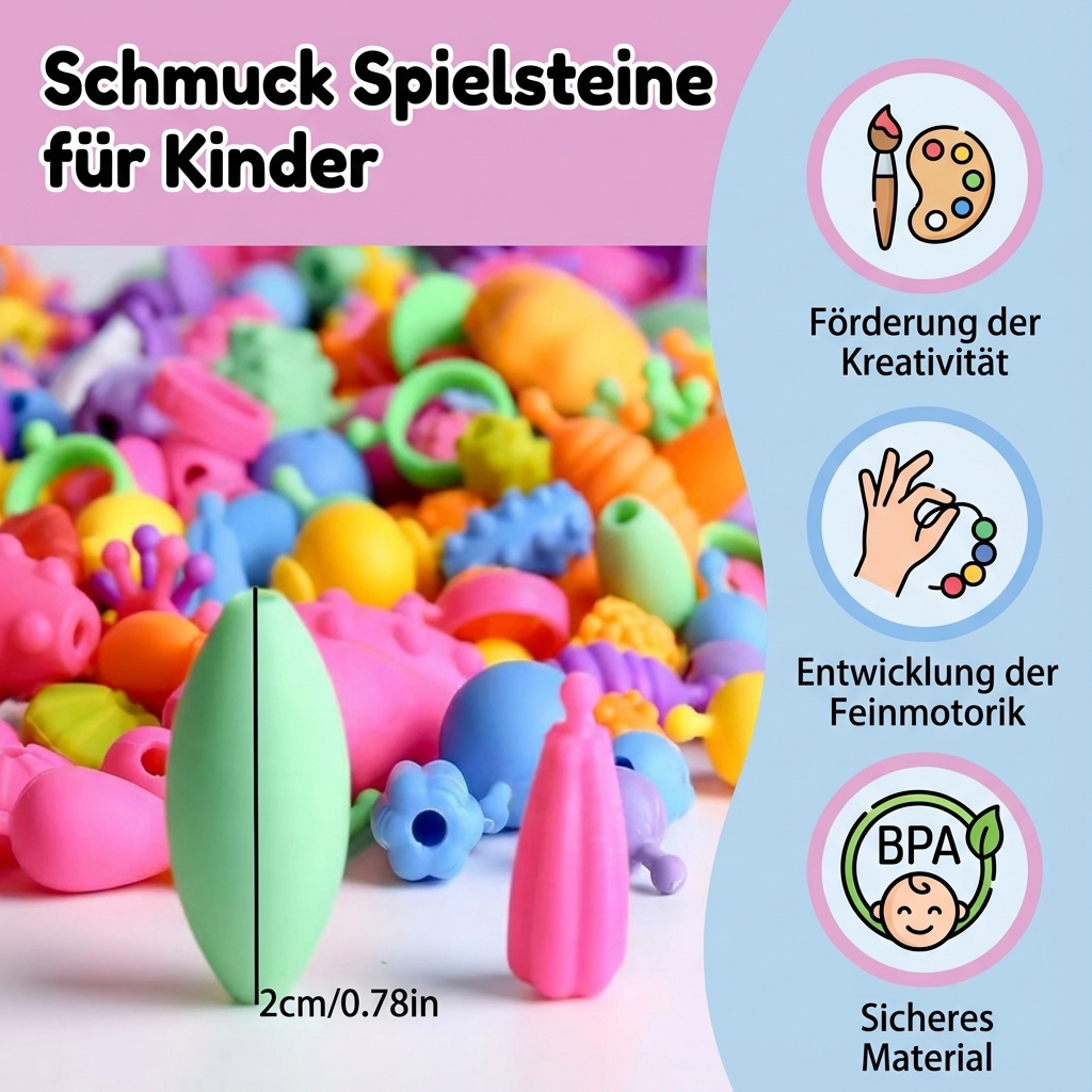 Großaufnahme: Glänzende, bunte Schmuck-Stecksteine in verschiedenen Größen.