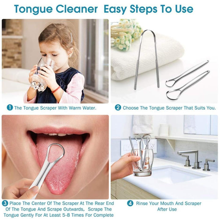 Universeller Edelstahl Zungenreiniger im 3er Pack. Für gründliche Reinigung und gesunde Mundhygiene.