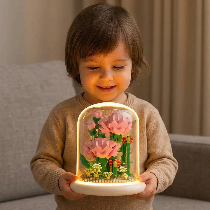 Baustein-Set für DIY Blume im Glas: Bauanleitung & Steine für kreatives Basteln.