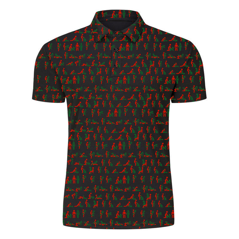 Weißes Herren Poloshirt kurzarm mit exklusivem Print; atmungsaktiv & modernes Design. Slim fit.