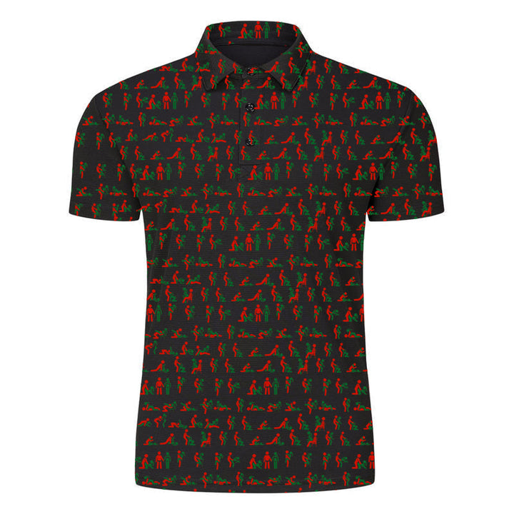 Weißes Herren Poloshirt kurzarm mit exklusivem Print; atmungsaktiv & modernes Design. Slim fit.