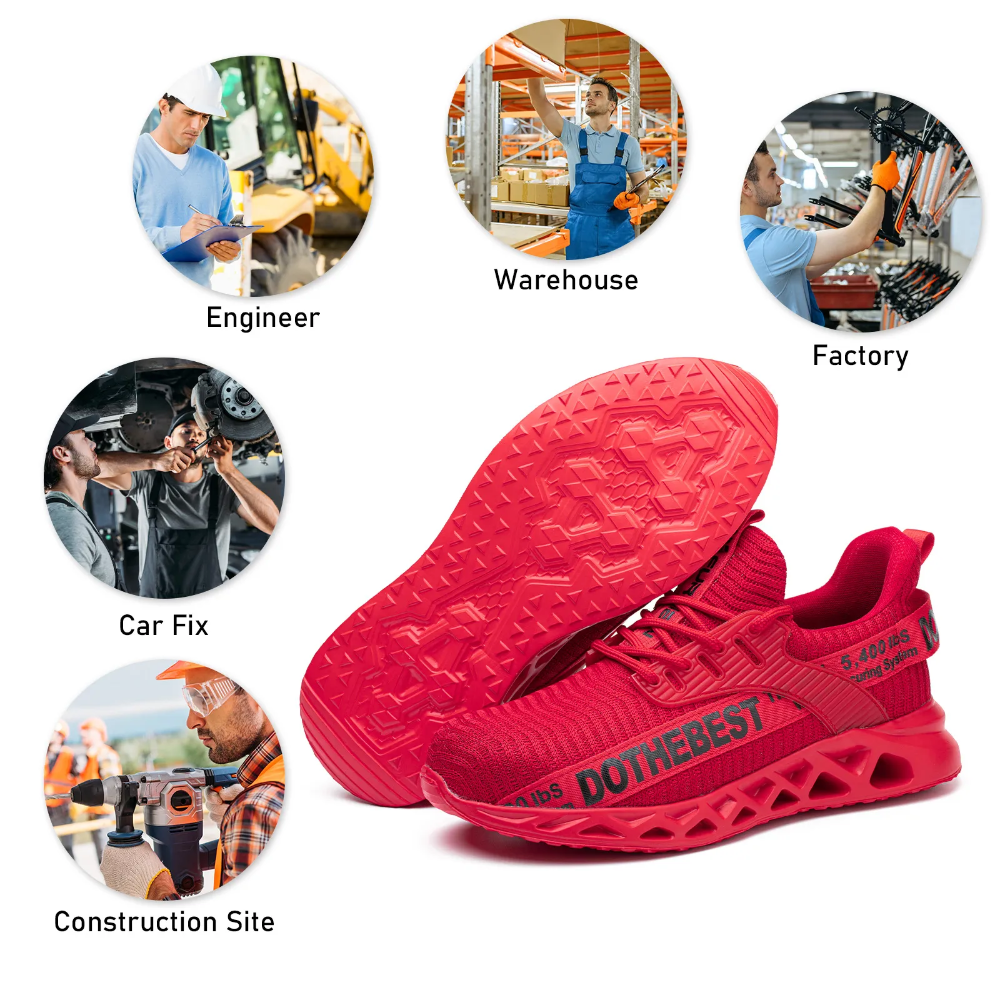 Moderne Unisex Schutzschuhe: Ultraleicht, atmungsaktiv & rutschfest für ganztägigen Komfort und Sicherheit.