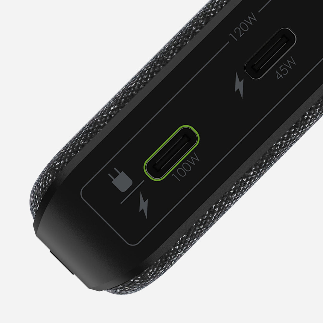Robuste 25000 mAh Powerbank in Schwarz, 100W USB-C Schnellladung für MacBook, Laptops & Handys.
