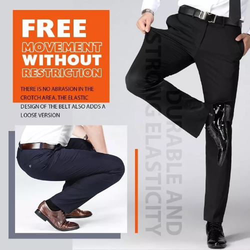 Nahaufnahme des dehnbaren Stoffes der Business-Casual Herrenhose, ideal für Komfort & Bewegungsfreiheit.