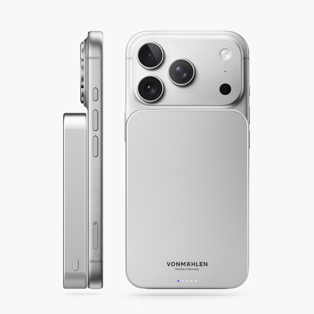 Kompakte 10000 mAh MagSafe Powerbank mit Qi2 und USB-C Anschluss.