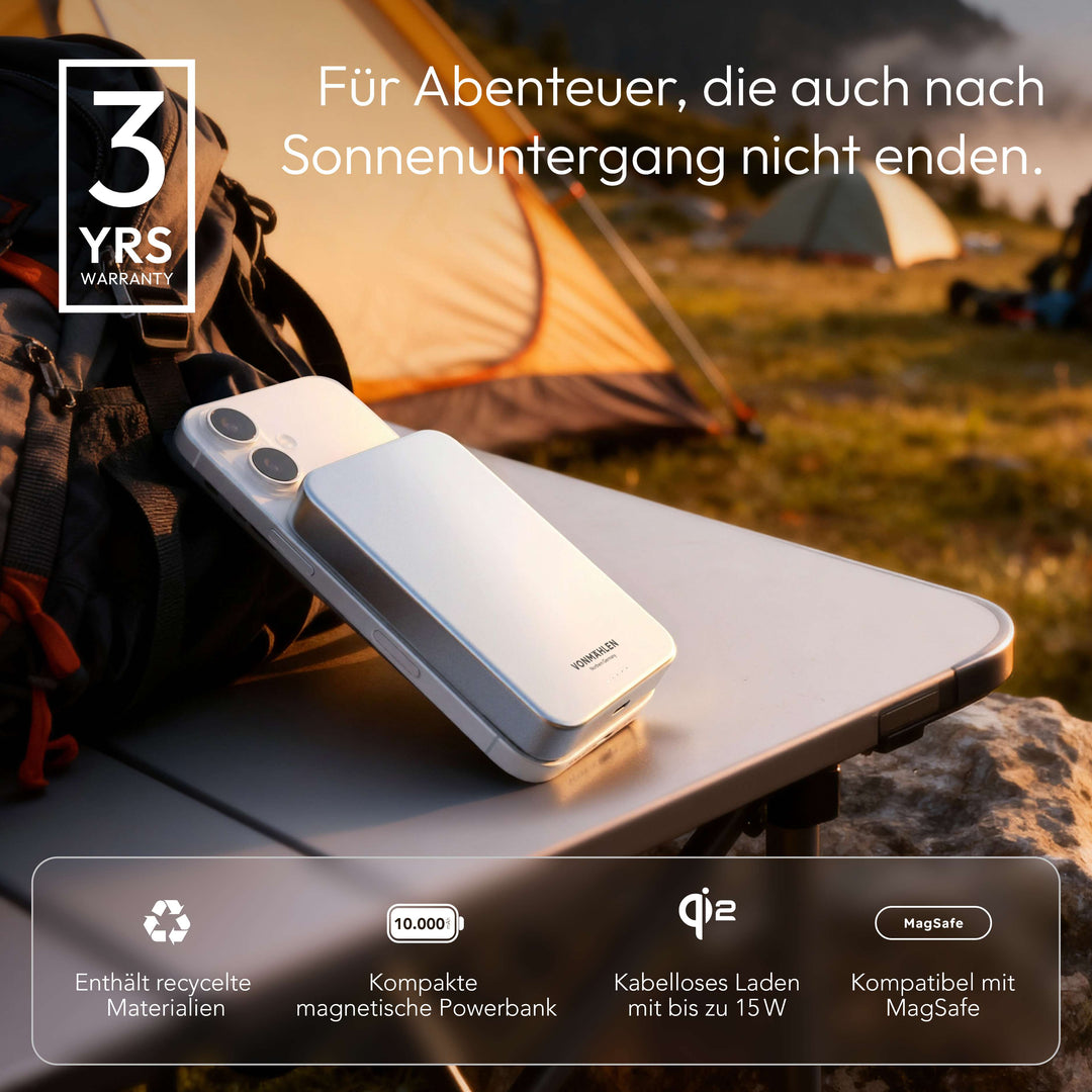 Robuste MagSafe Powerbank 10000 mAh: Ideales Reisezubehör für Smartphones.
