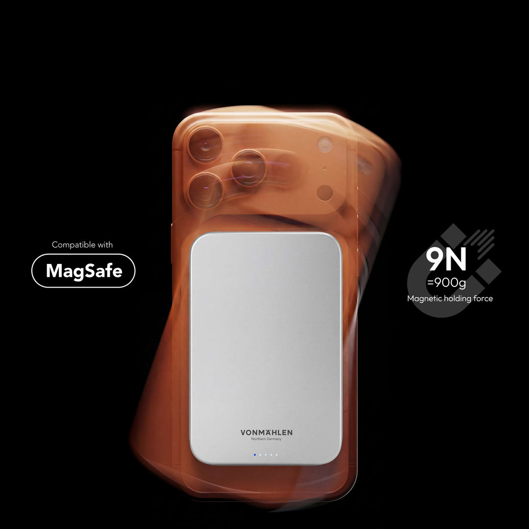 Mobile MagSafe Powerbank 10000 mAh zum Schnellladen von Smartphones und Zubehör.