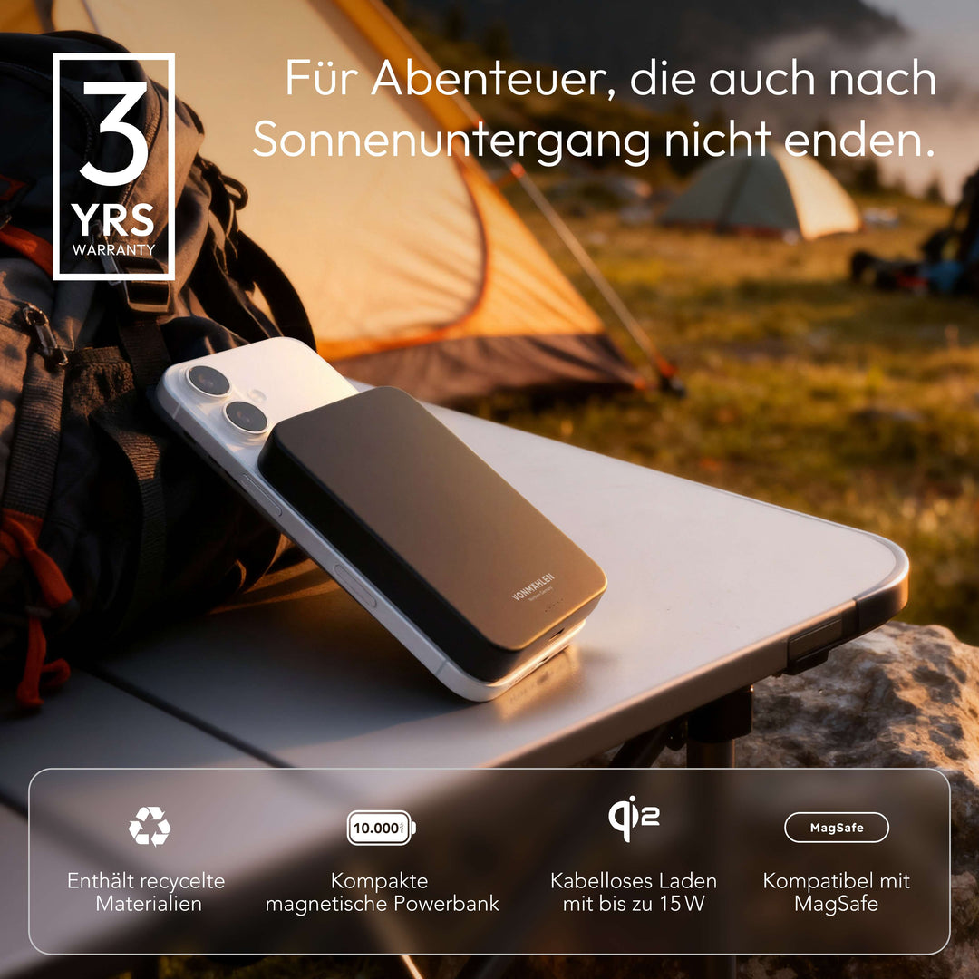 Modernes Ladegerät: MagSafe Powerbank 10000 mAh mit USB-C Port für alle Geräte.