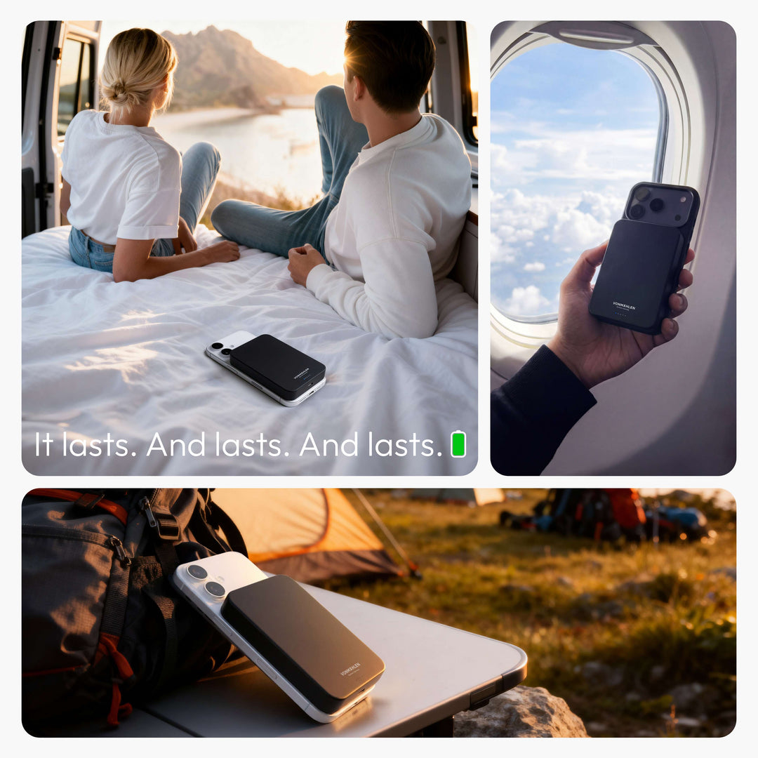 Reisetauglicher Akku: MagSafe Powerbank 10000 mAh, kabellos, USB-C für Smartphones.