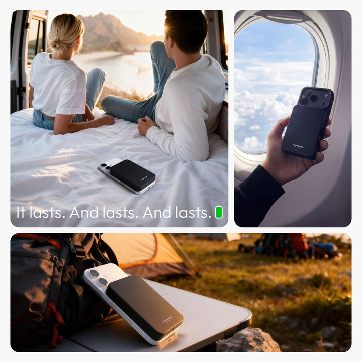 Reisetauglicher Akku: MagSafe Powerbank 10000 mAh, kabellos, USB-C für Smartphones.