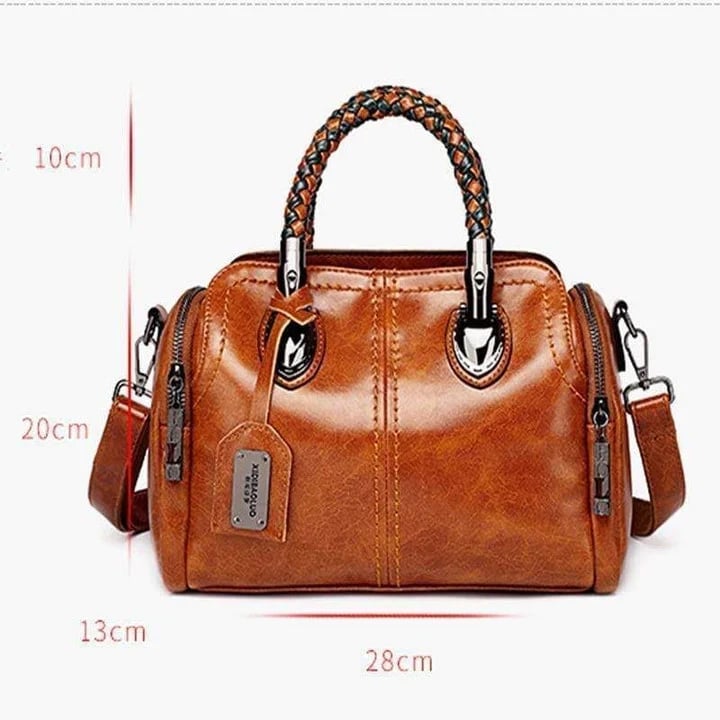 Damen Schultertasche aus echtem Rindsleder, schwarz, großer Shopper.
