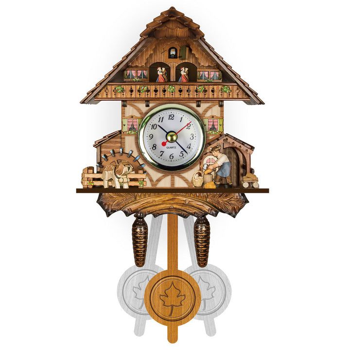 Handgefertigte Kuckucksuhr im Schwarzwald-Stil, Holzuhr mit handgemalten Motiven.