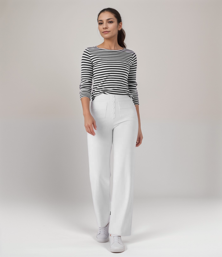 Bequeme & formende Damen High Waist Hose, weites Bein, elastisch, ideal für moderne Garderobe.