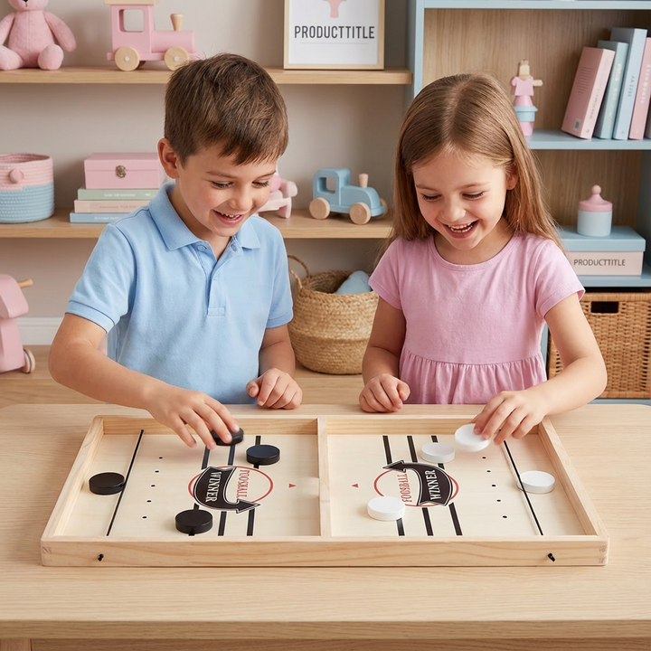 Holzspielzeug Schleuder-Schach: Schnelles Familienspiel, das Reaktion & Taktik fordert. Ideales Brettspiel.
