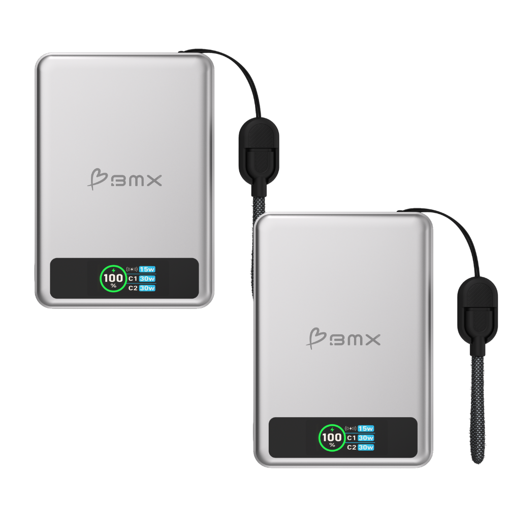 Stilvolle magnetische Qi2 Powerbank 10000 mAh. Kompatibel mit Smartphones für kabelloses und USB-C Laden.