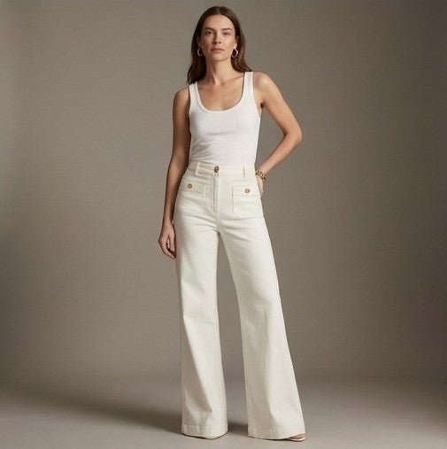 Modische Damen High-Waist Jeans für Freizeit. Weites Bein & figurformend für lässig-eleganten Komfort.