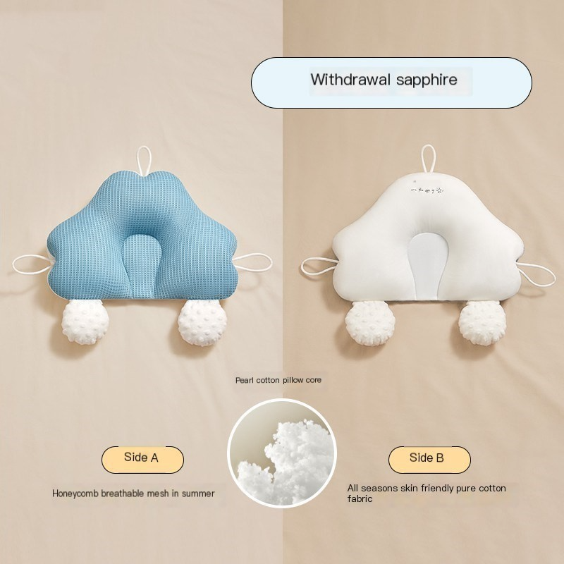 Detailansicht: Ergonomisches Babykissen mit atmungsaktivem Bezug, ideal für Neugeborene.