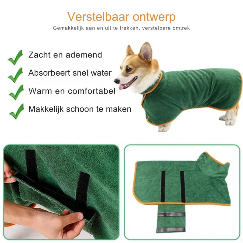 Hochwertiger schnelltrocknender Hundebademantel, unverzichtbares Hundezubehör für Haustiere.