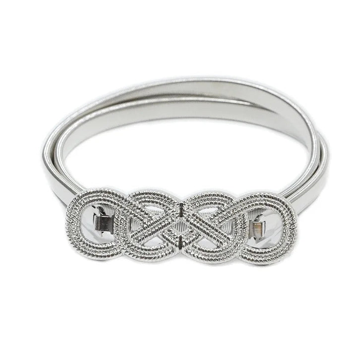 Schicker Kettengürtel für Damen aus Metall in Silber, verziert mit einer auffälligen Wolken-Doppelschnalle.