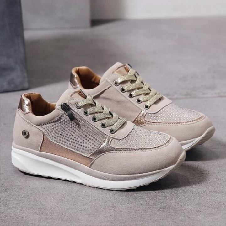 Sportliche orthopädische Damen Sneaker mit Dämpfung, Reißverschluss für schnelles Anziehen & täglichen Komfort.