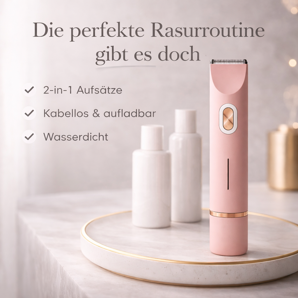 Kompakter, kabelloser elektrischer Intimrasierer für Damen. Ideal für Reisen und sanfte Haarentfernung.