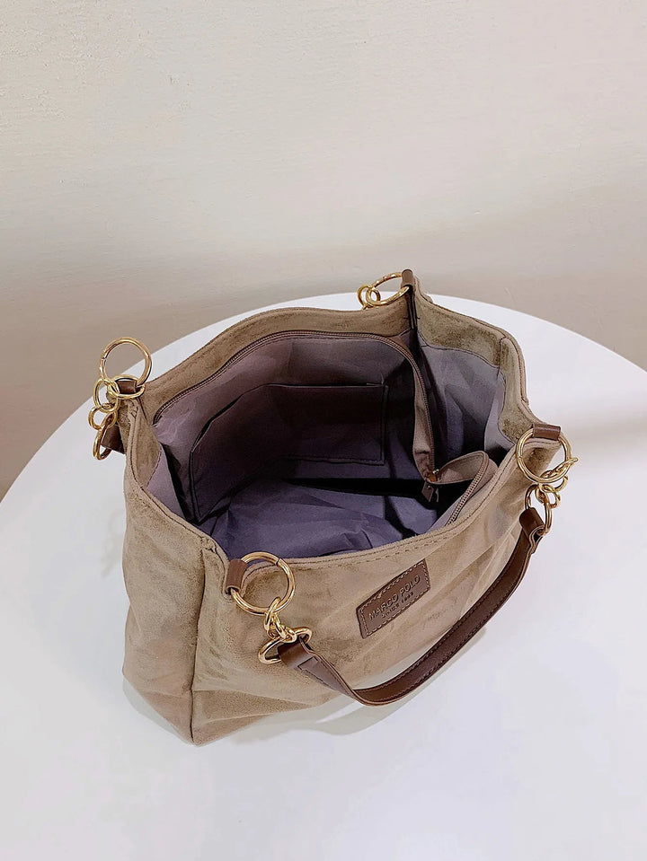 Praktische Damen Schultertasche in Khaki für Pendler, robustes Design mit viel Stauraum, ideal für den Alltag.