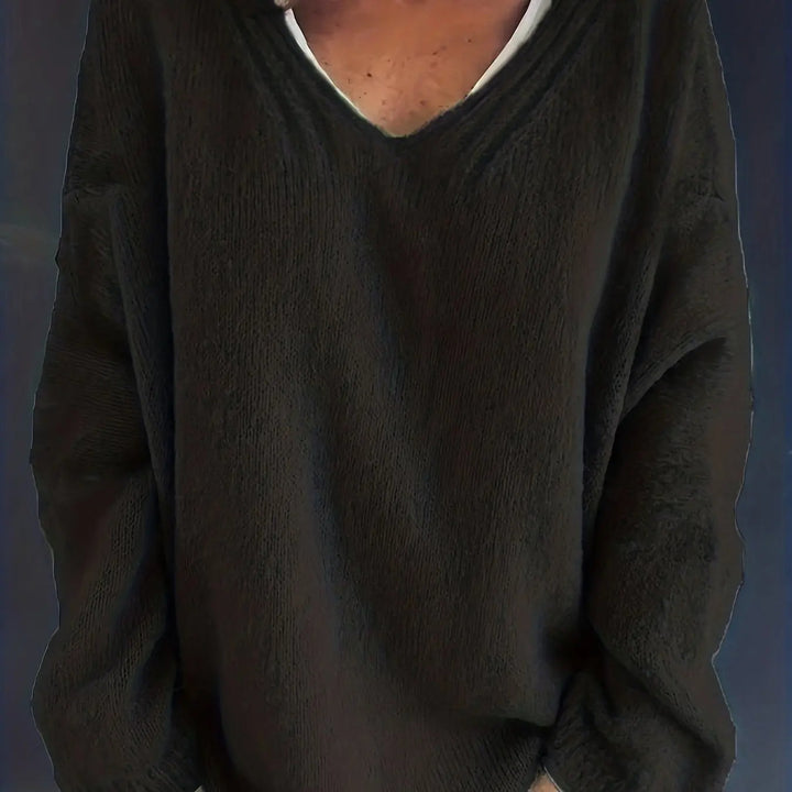 Wintermode Plus Size: Kuscheliger Damen Pullover mit V-Ausschnitt, bietet Komfort und schmeichelt der Figur.